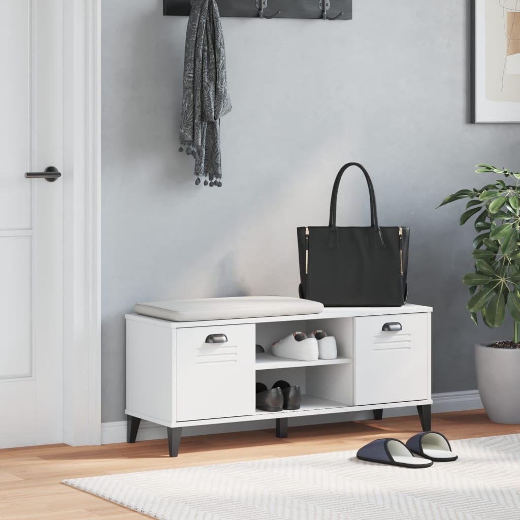 vidaXL Shoe Bench VIKEN White 106x35x45 cm Engineered Wood 3