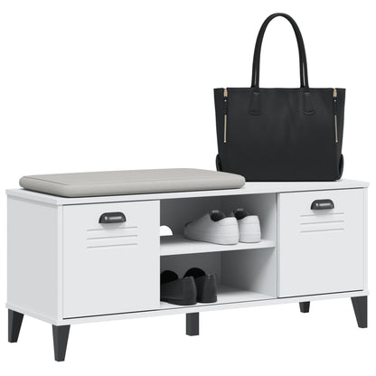 vidaXL Shoe Bench VIKEN White 106x35x45 cm Engineered Wood 4