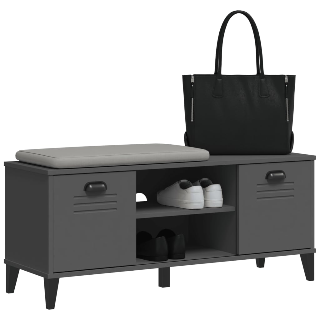 vidaXL Shoe Bench VIKEN Anthracite Grey 106x35x45 cm Engineered Wood 4