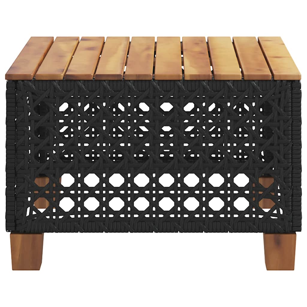 vidaXL Garden Table Black 55x55x36 cm Poly Rattan Acacia Wood 4