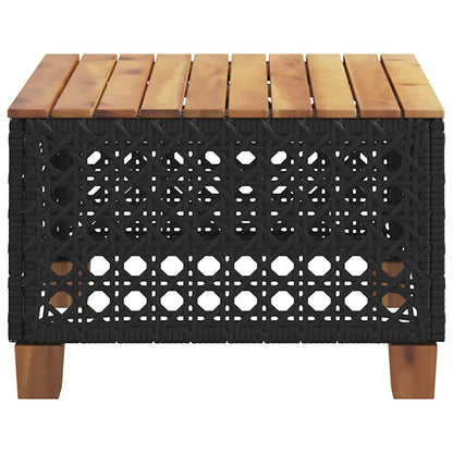 vidaXL Garden Table Black 55x55x36 cm Poly Rattan Acacia Wood 4
