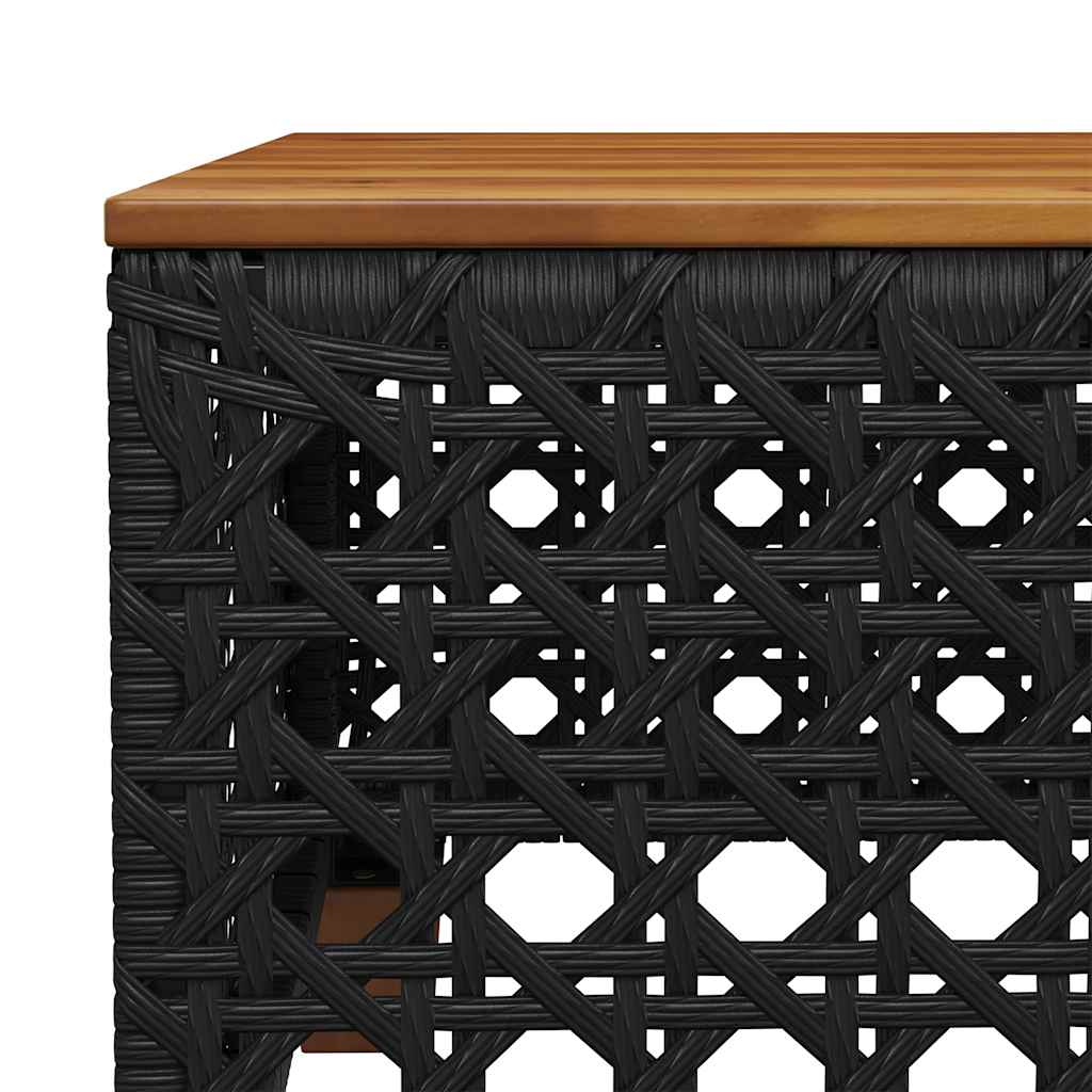 vidaXL Garden Table Black 55x55x36 cm Poly Rattan Acacia Wood 6