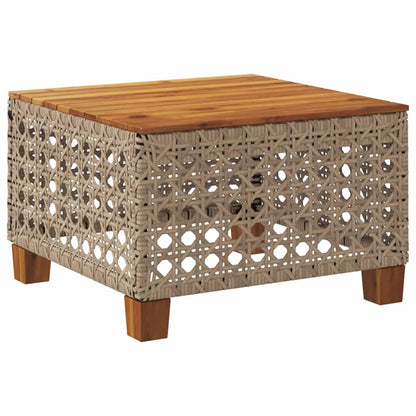 vidaXL Garden Table Beige 55x55x36 cm Poly Rattan Acacia Wood 2