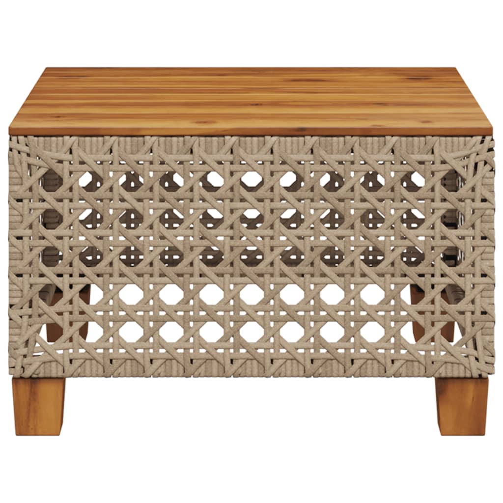 vidaXL Garden Table Beige 55x55x36 cm Poly Rattan Acacia Wood 4