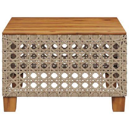 vidaXL Garden Table Beige 55x55x36 cm Poly Rattan Acacia Wood 4