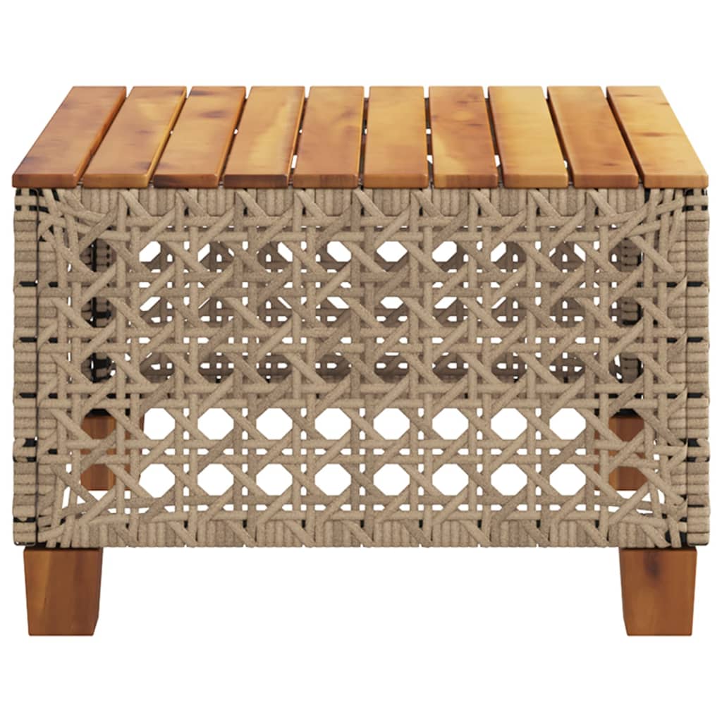 vidaXL Garden Table Beige 55x55x36 cm Poly Rattan Acacia Wood 5