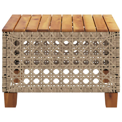vidaXL Garden Table Beige 55x55x36 cm Poly Rattan Acacia Wood 5