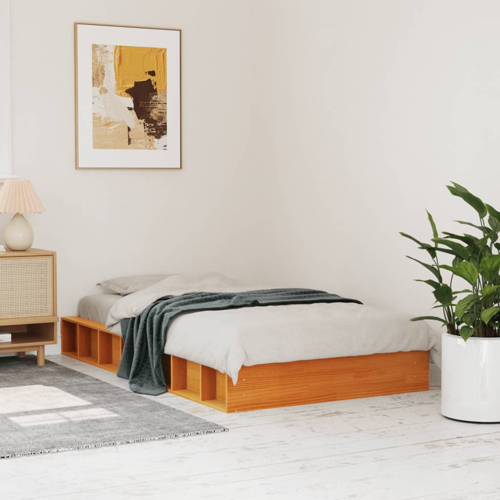 vidaXL Bed Frame | Wax Brown | Solid pine wood, plywood | Single | Durable 1