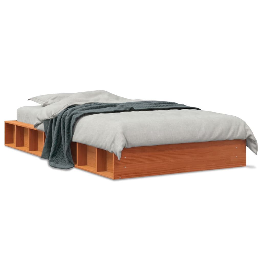 vidaXL Bed Frame | Wax brown | Solid Pine Wood | Small Single |  Durable 2