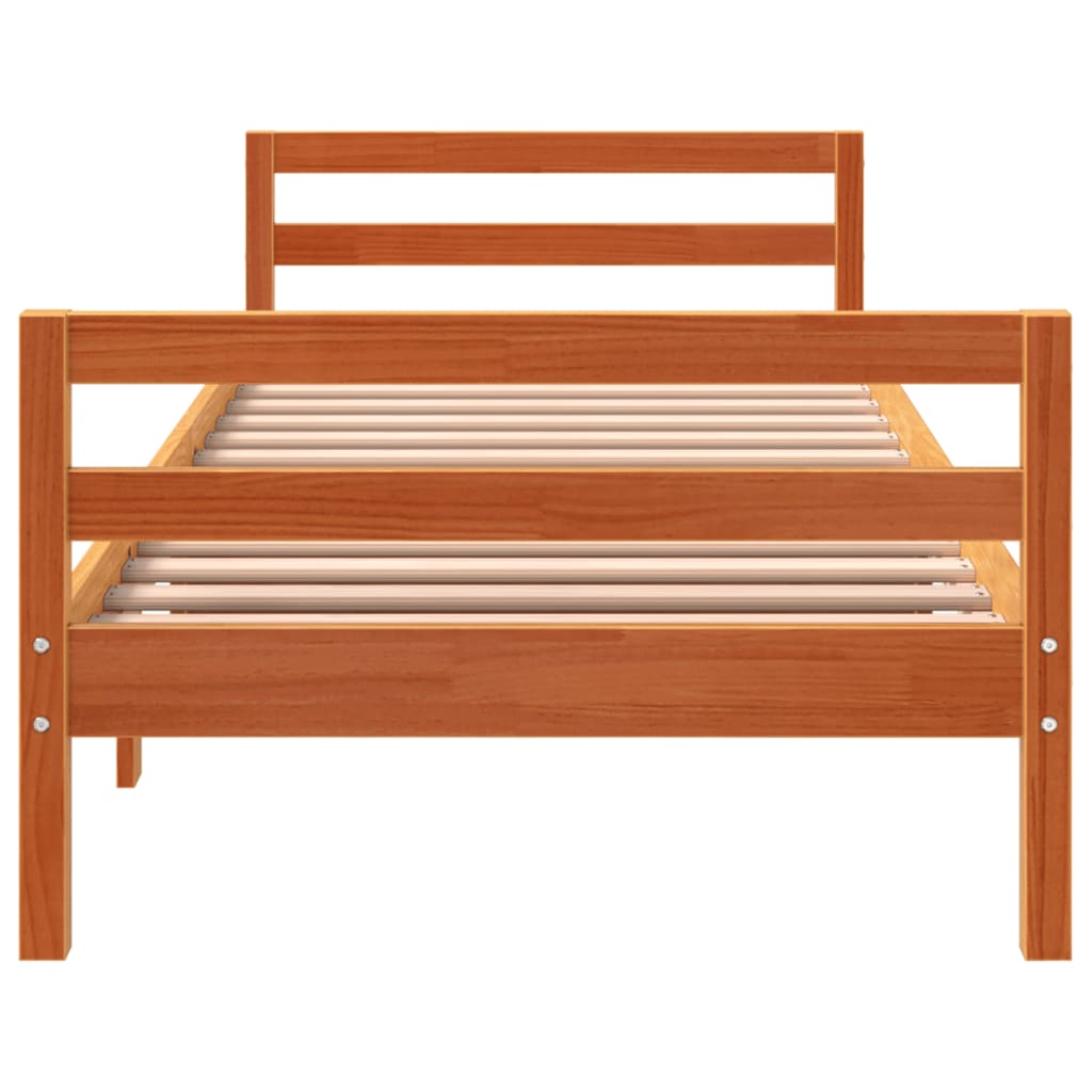 vidaXL Bed Frame without Mattress Wax Brown 90x200 cm Solid Wood Pine 4