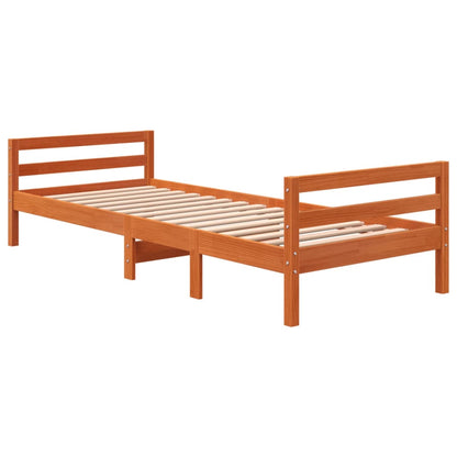 vidaXL Bed Frame without Mattress Wax Brown 90x190 cm Single Solid Wood Pine 3