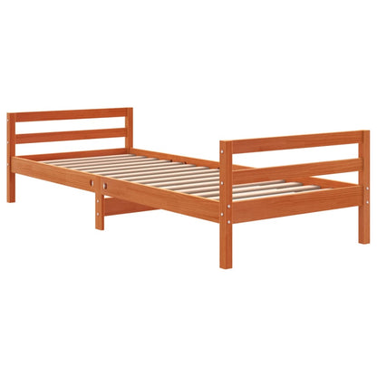 vidaXL Bed Frame without Mattress Wax Brown 90x190 cm Single Solid Wood Pine 6
