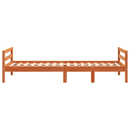 vidaXL Bed Frame without Mattress Wax Brown 75x190 cm Small Single Solid Wood Pine 5