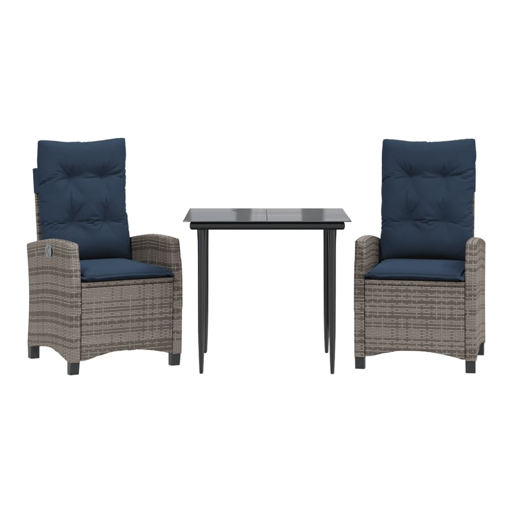 5 Piece Garden Dining Set with Cushions Grey Poly Rattan without footrest 2