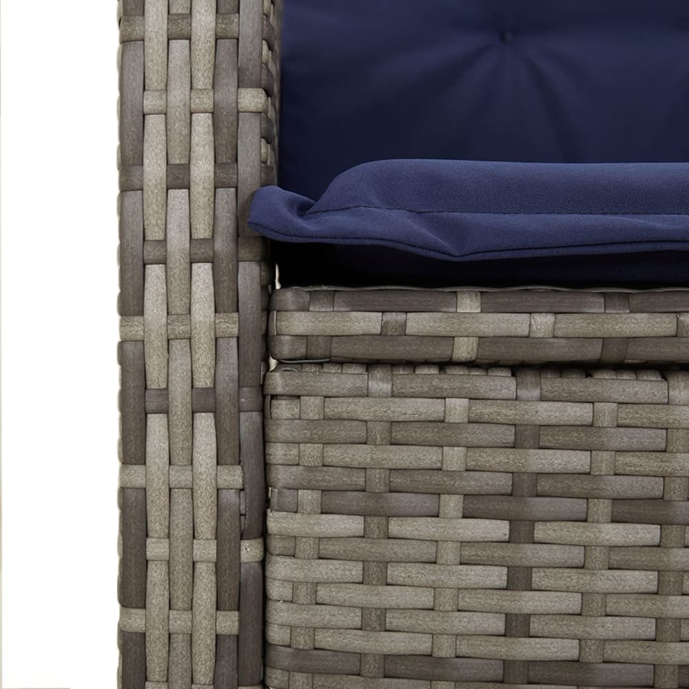 5 Piece Garden Dining Set with Cushions Grey Poly Rattan without footrest 2