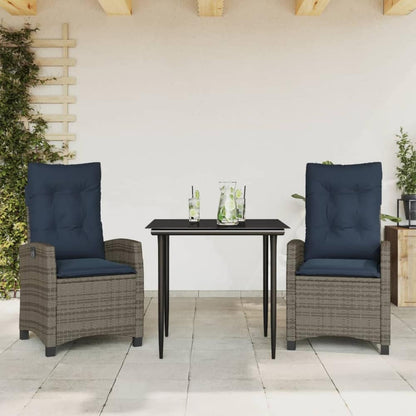 5 Piece Garden Dining Set with Cushions Grey Poly Rattan without footrest 2