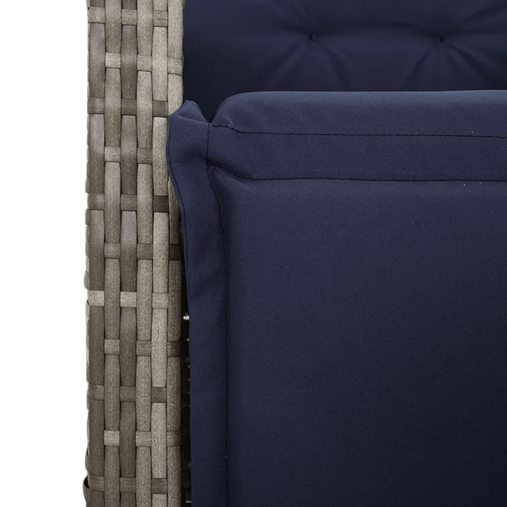 5 Piece Garden Dining Set with Cushions Grey Poly Rattan 80 cm table length Sharp leg 2