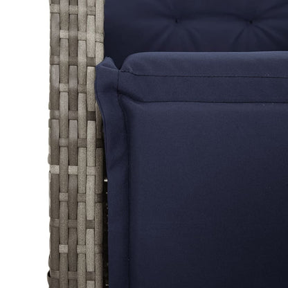 5 Piece Garden Dining Set with Cushions Grey Poly Rattan 80 cm table length Sharp leg 2