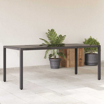 Garden Table with Top Poly Rattan Glass Black 190 x 90 x 75 cm