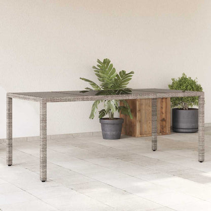 Garden Table with Top Poly Rattan Glass Grey 190 x 90 x 75 cm