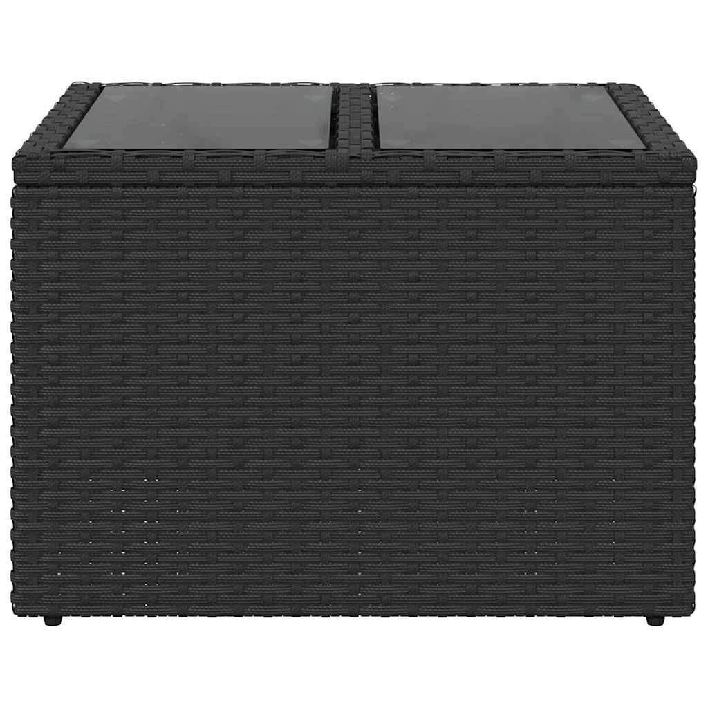 vidaXL Garden Table with Glass Top Black 55x55x37 cm Poly Rattan 4