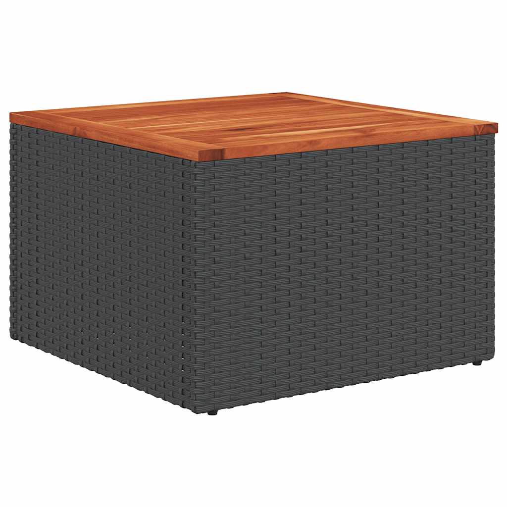 vidaXL Garden Table Black 55x55x37 cm Poly Rattan and Acacia Wood 2