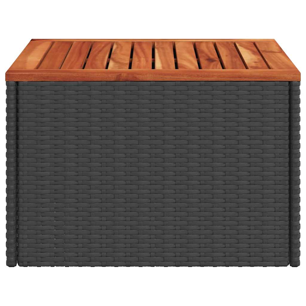 vidaXL Garden Table Black 55x55x37 cm Poly Rattan and Acacia Wood 4
