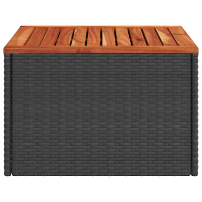 vidaXL Garden Table Black 55x55x37 cm Poly Rattan and Acacia Wood 4