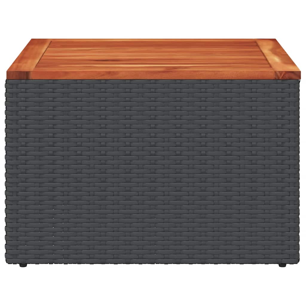 vidaXL Garden Table Black 55x55x37 cm Poly Rattan and Acacia Wood 5
