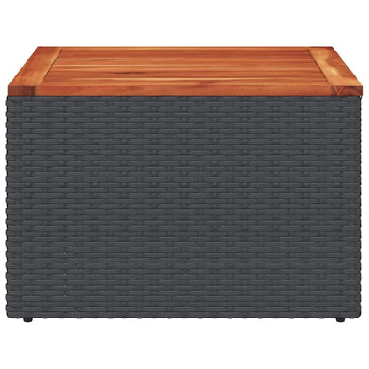 vidaXL Garden Table Black 55x55x37 cm Poly Rattan and Acacia Wood 5