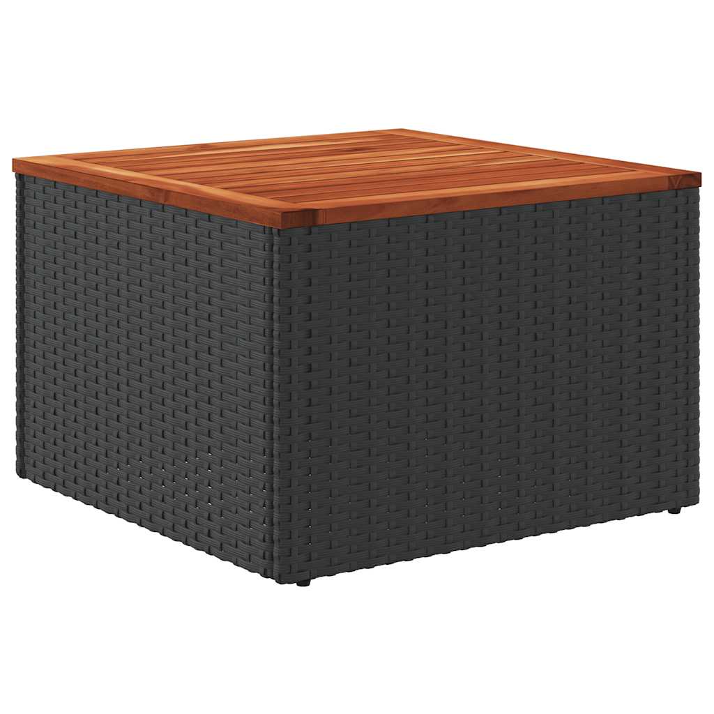 vidaXL Garden Table Black 55x55x37 cm Poly Rattan and Acacia Wood 6