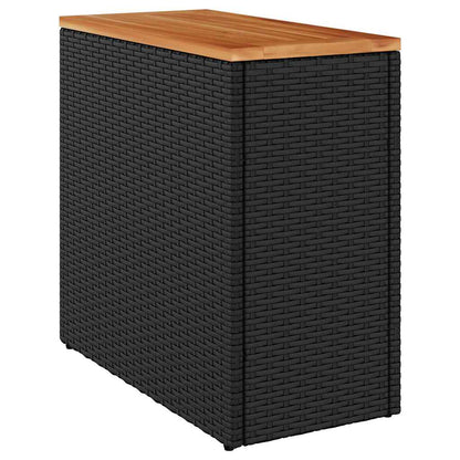 vidaXL Garden Side Table with Wooden Top Black 58x27.5x55 cm Poly Rattan 2