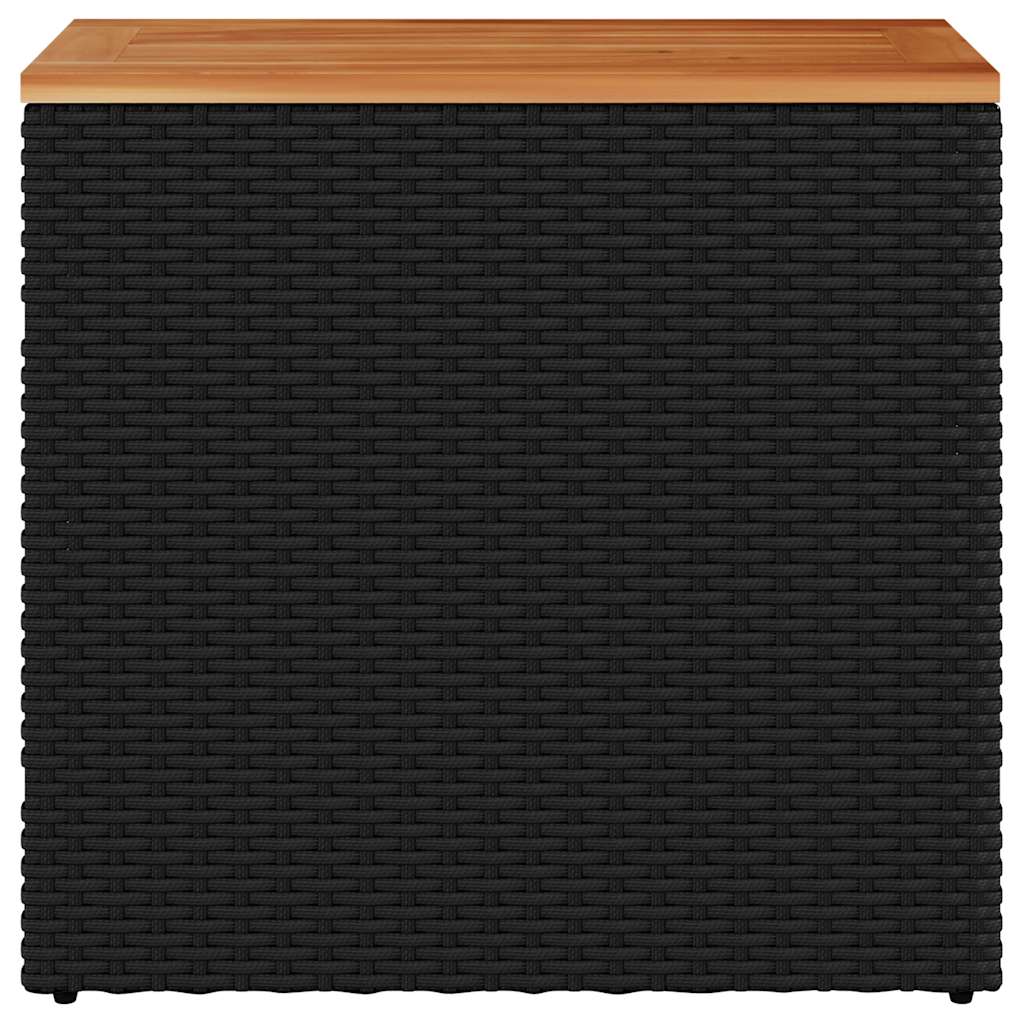 vidaXL Garden Side Table with Wooden Top Black 58x27.5x55 cm Poly Rattan 5