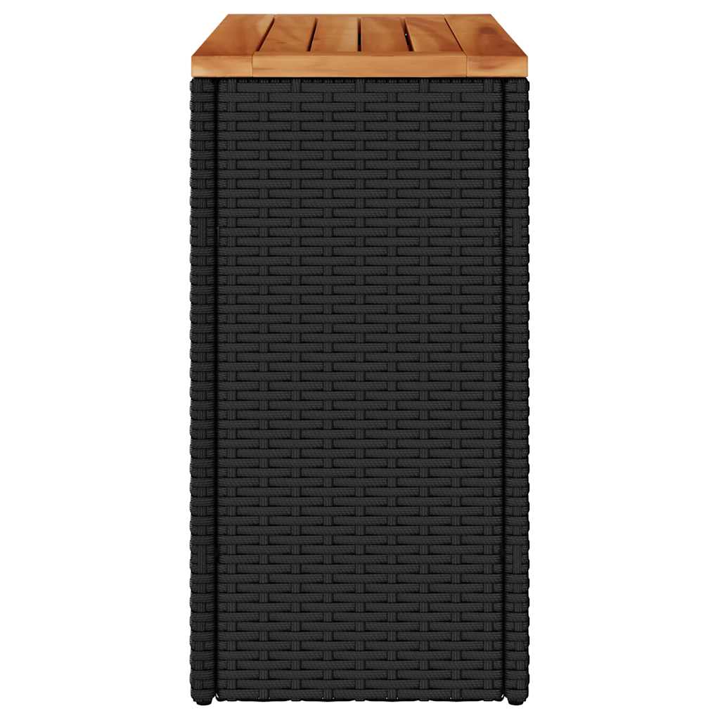vidaXL Garden Side Table with Wooden Top Black 58x27.5x55 cm Poly Rattan 6