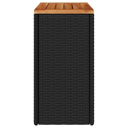 vidaXL Garden Side Table with Wooden Top Black 58x27.5x55 cm Poly Rattan 6