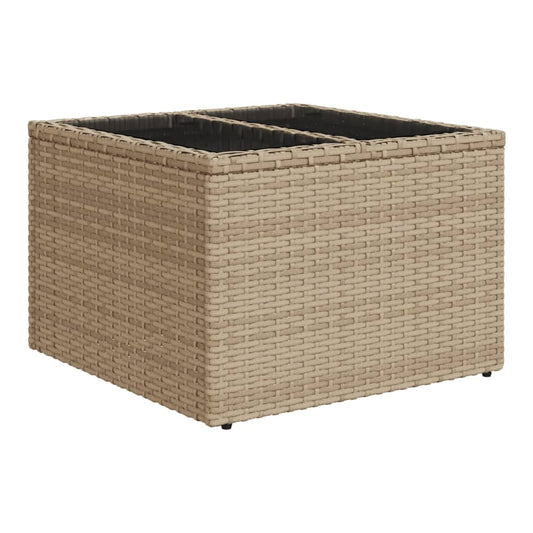 Garden Table with Top 55x55x37 cm Poly Rattan Beige Glass