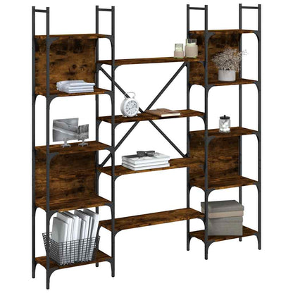vidaXL Bookshelf Smoked Oak 155.5x24x166.5 cm Engineered Wood 4