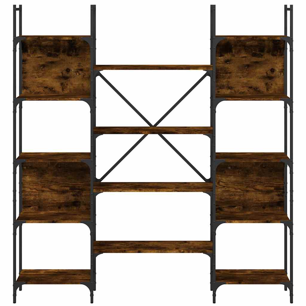 vidaXL Bookshelf Smoked Oak 155.5x24x166.5 cm Engineered Wood 5