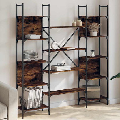 vidaXL Bookshelf Smoked Oak 155.5x24x166.5 cm Engineered Wood 1