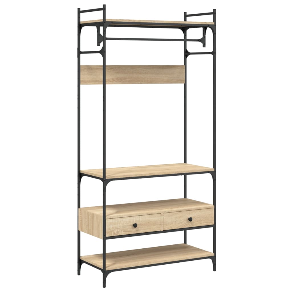 vidaXL Wardrobe with Drawers Sonoma Oak 89x39x184.5 cm Engineered Wood 2