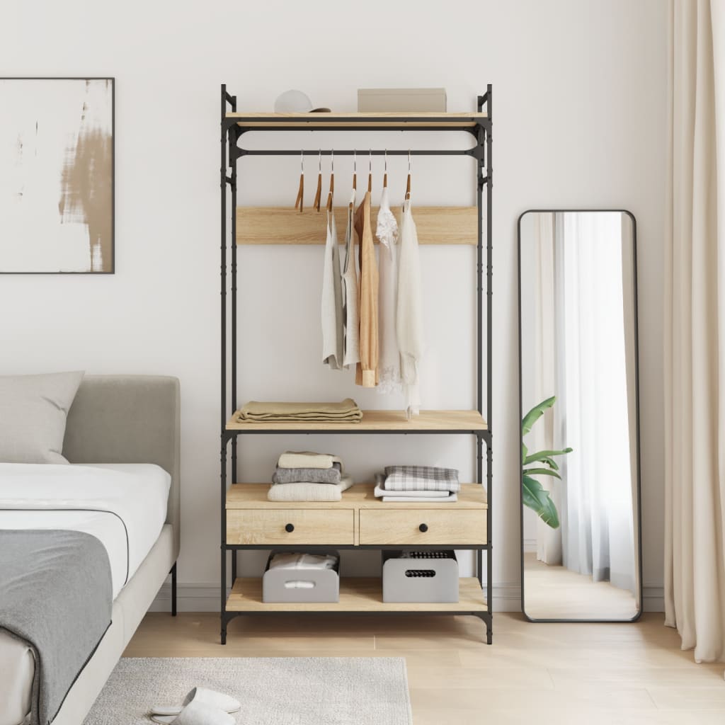 vidaXL Wardrobe with Drawers Sonoma Oak 89x39x184.5 cm Engineered Wood 3