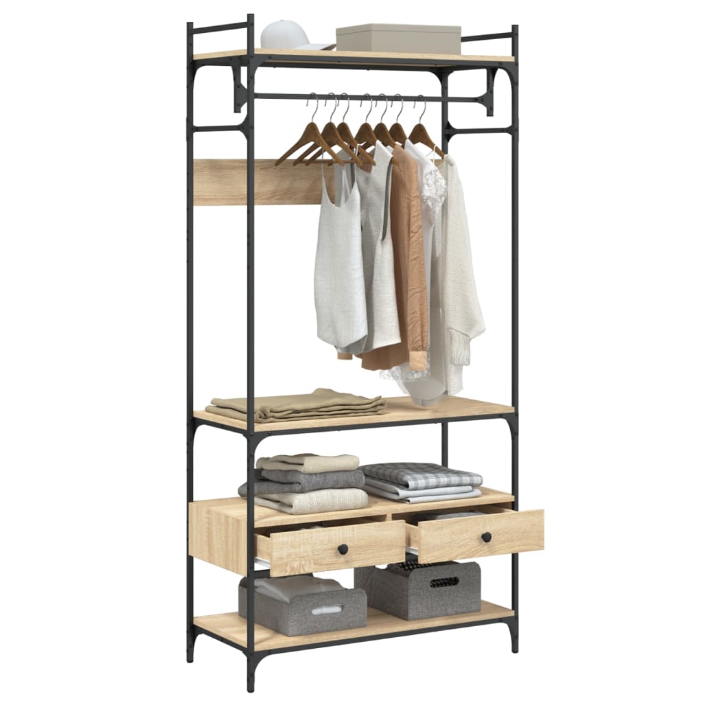 vidaXL Wardrobe with Drawers Sonoma Oak 89x39x184.5 cm Engineered Wood 4