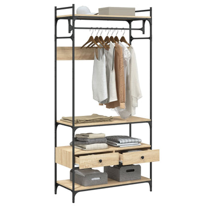 vidaXL Wardrobe with Drawers Sonoma Oak 89x39x184.5 cm Engineered Wood 4