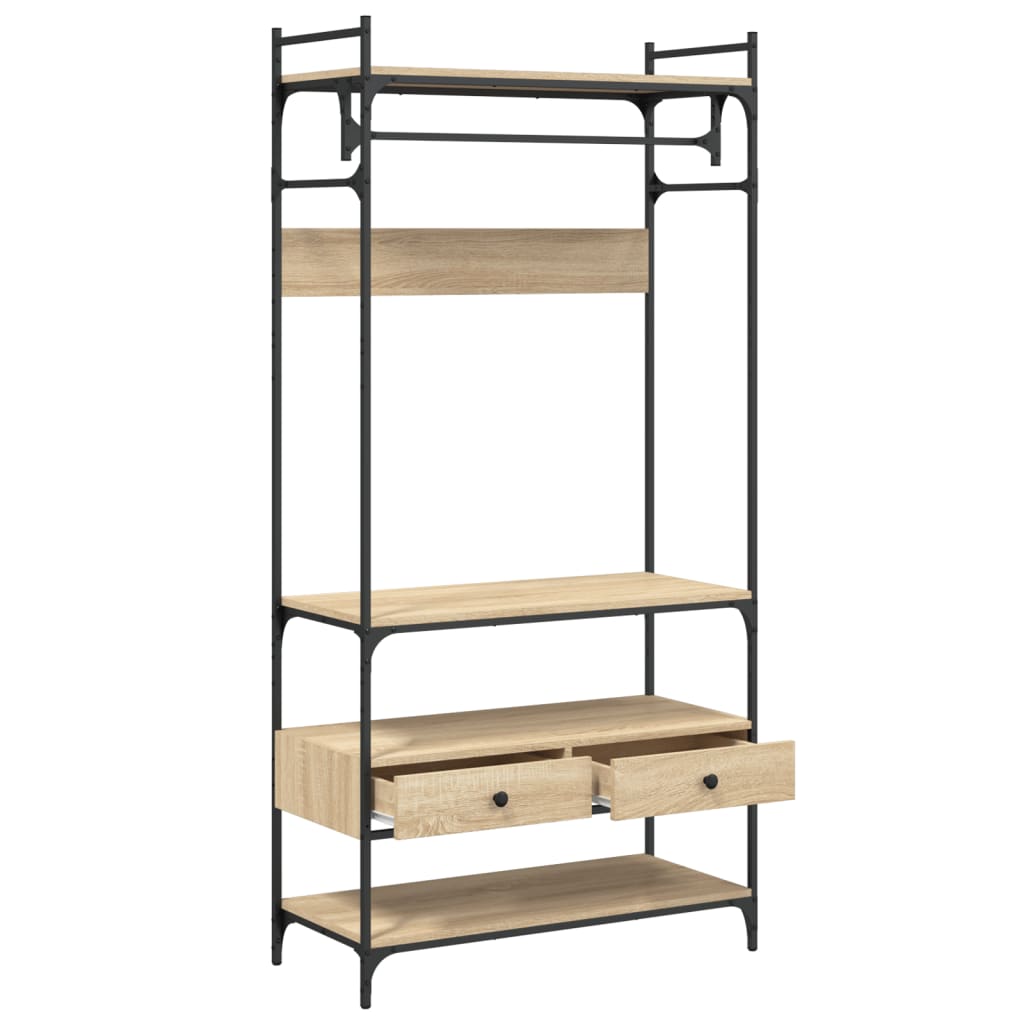 vidaXL Wardrobe with Drawers Sonoma Oak 89x39x184.5 cm Engineered Wood 5