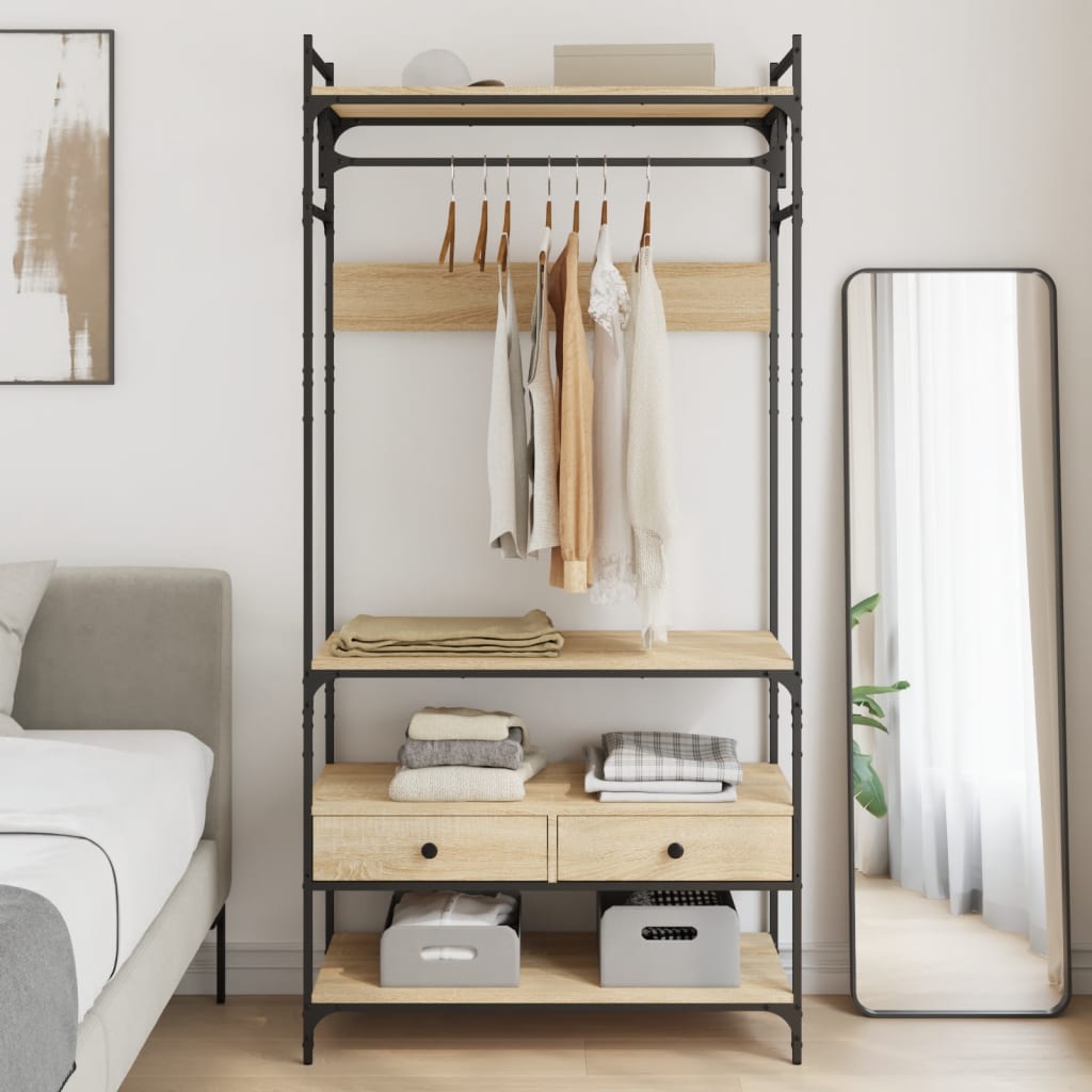 vidaXL Wardrobe with Drawers Sonoma Oak 89x39x184.5 cm Engineered Wood 1