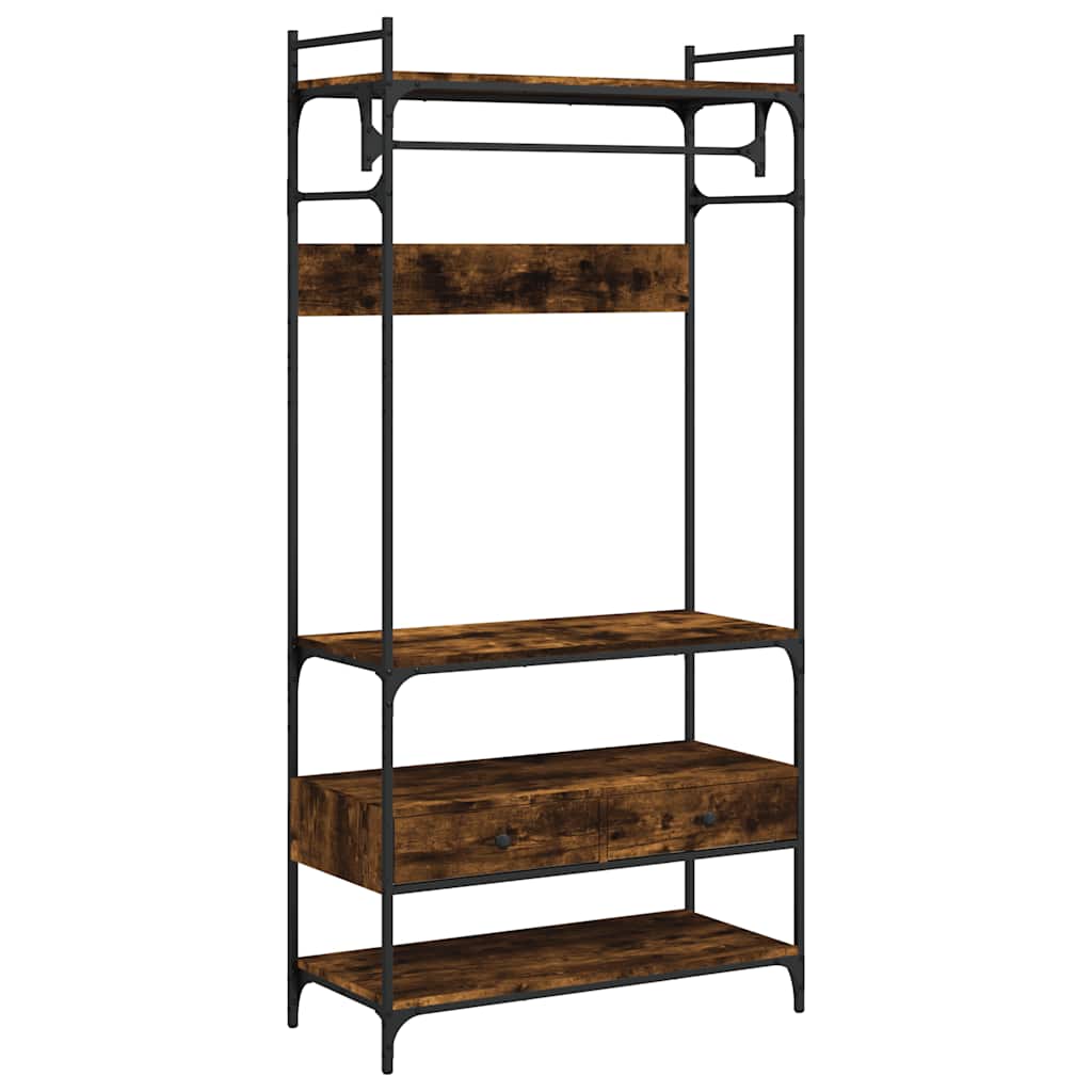 vidaXL Wardrobe with Drawers Smoked Oak 89x39x184.5 cm Engineered Wood 2