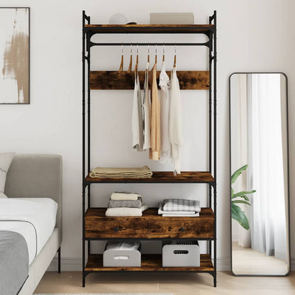 vidaXL Wardrobe with Drawers Smoked Oak 89x39x184.5 cm Engineered Wood 1