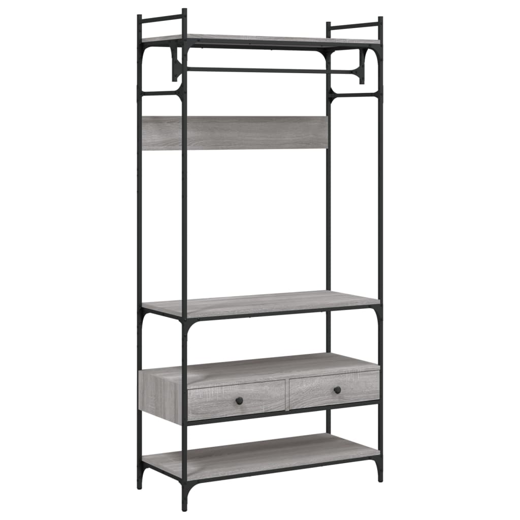 vidaXL Wardrobe with Drawers Grey Sonoma 89x39x184.5 cm Engineered Wood 2