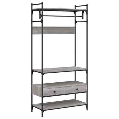 vidaXL Wardrobe with Drawers Grey Sonoma 89x39x184.5 cm Engineered Wood 2