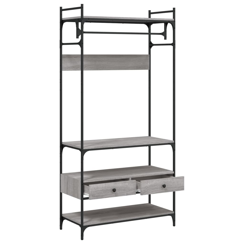 vidaXL Wardrobe with Drawers Grey Sonoma 89x39x184.5 cm Engineered Wood 5
